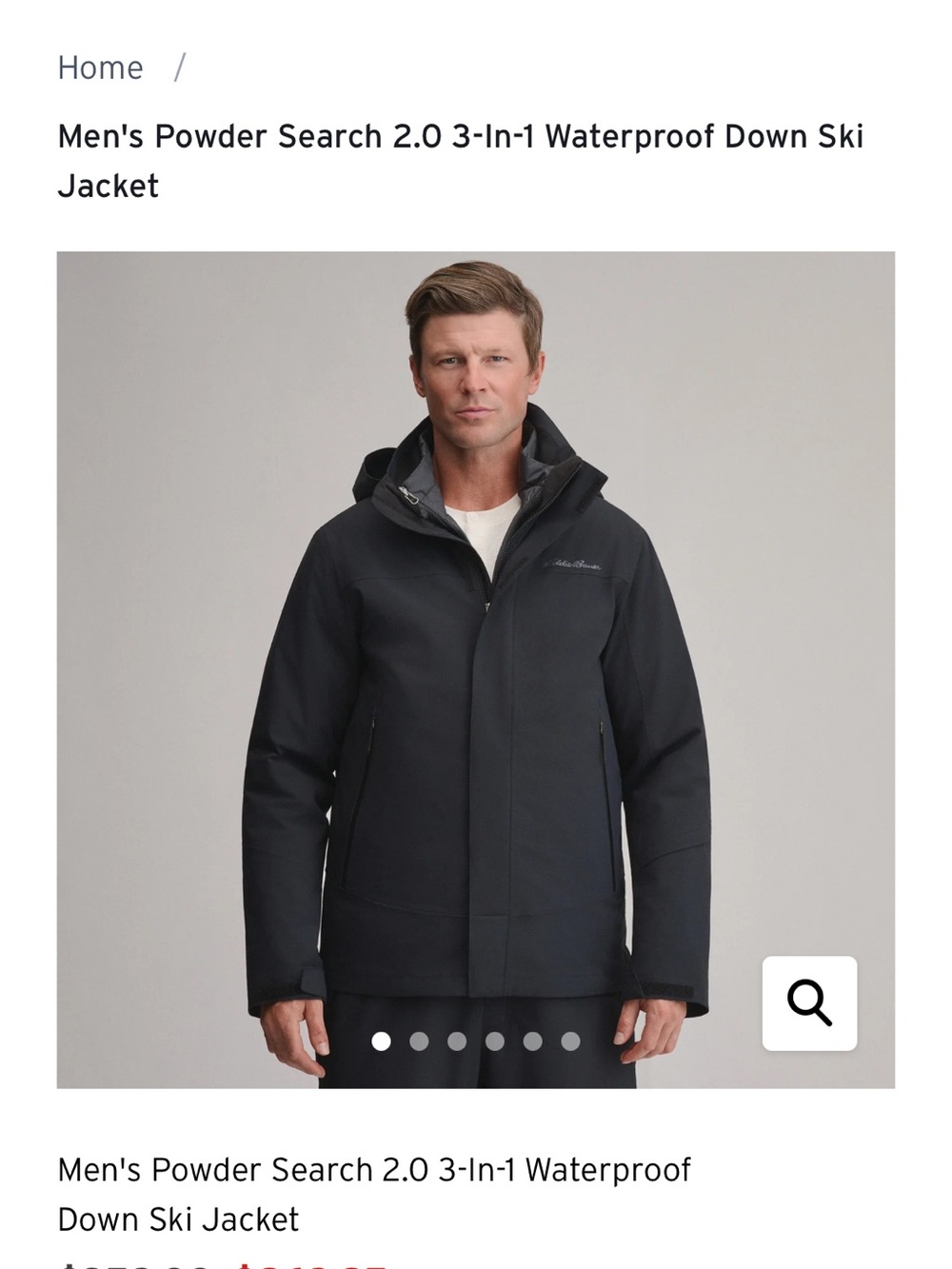 Eddie Bauer Men's Black Waterproof Ski Jacket